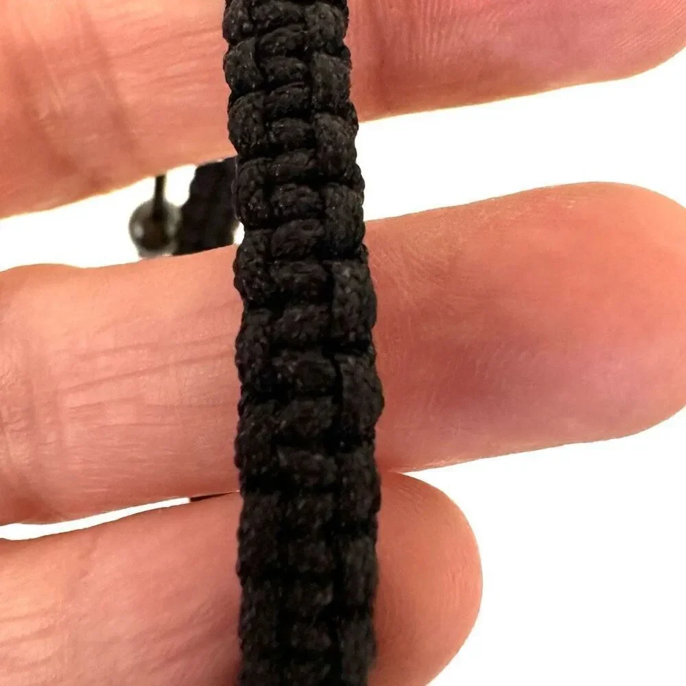 Rhinestone cross black cord adjustable bracelet